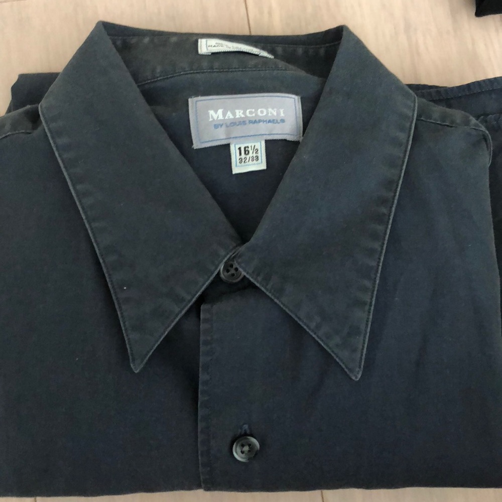 Marconi 16.5/32-33 Navy Button Dress Shirt